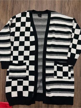 Black and white cardi